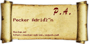 Pecker Adrián névjegykártya